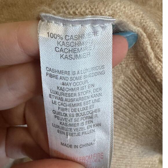 Scott And Scott London Bobble Sleeve Cashmere Sweater Turtleneck Beige Size Larg - Picture 10 of 12